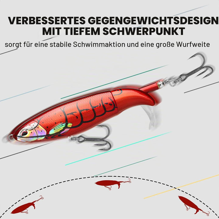 TRUSCEND Topwater Angelköder mit BKK Haken, Whopper Angelköder für Süsswasser oder Salzwasser, Schwi