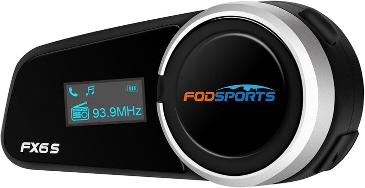 Fodsports FX6S Motorrad Intercom mit LCD Bildschirm, Motorrad Bluetooth Headset für bis zu 6 Motorrä
