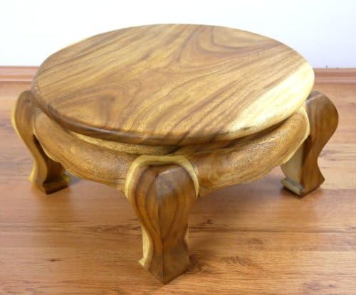 livasia Runder Opiumtisch, Beistelltisch, Massivholztisch, Nachttisch, Podest Natur 50cm, Natur 50cm