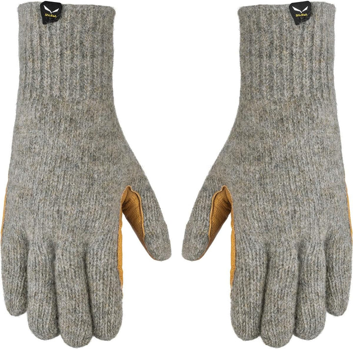Salewa Unisex Walk Wool Leather Gloves handschuhe S Grau/Tan, S Grau/Tan