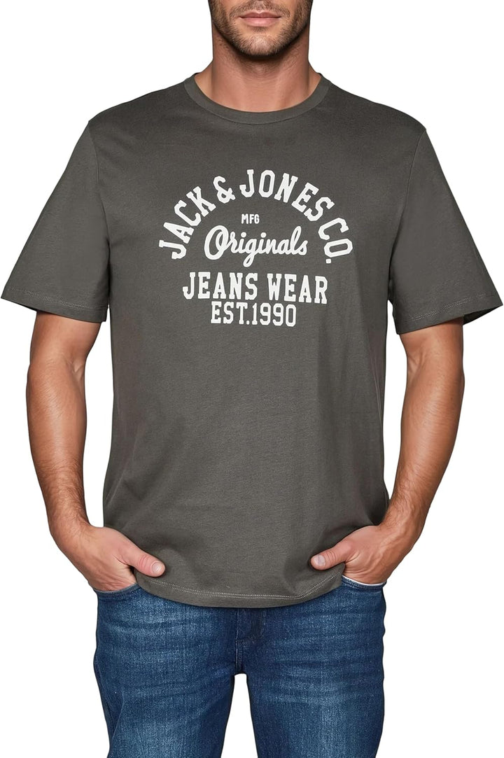 JACK &amp; JONES JJLINO T-Shirt 4er Pack Rundhals Kurzarm Shirt Regular Fit Print Sommer 100% Baumwolle