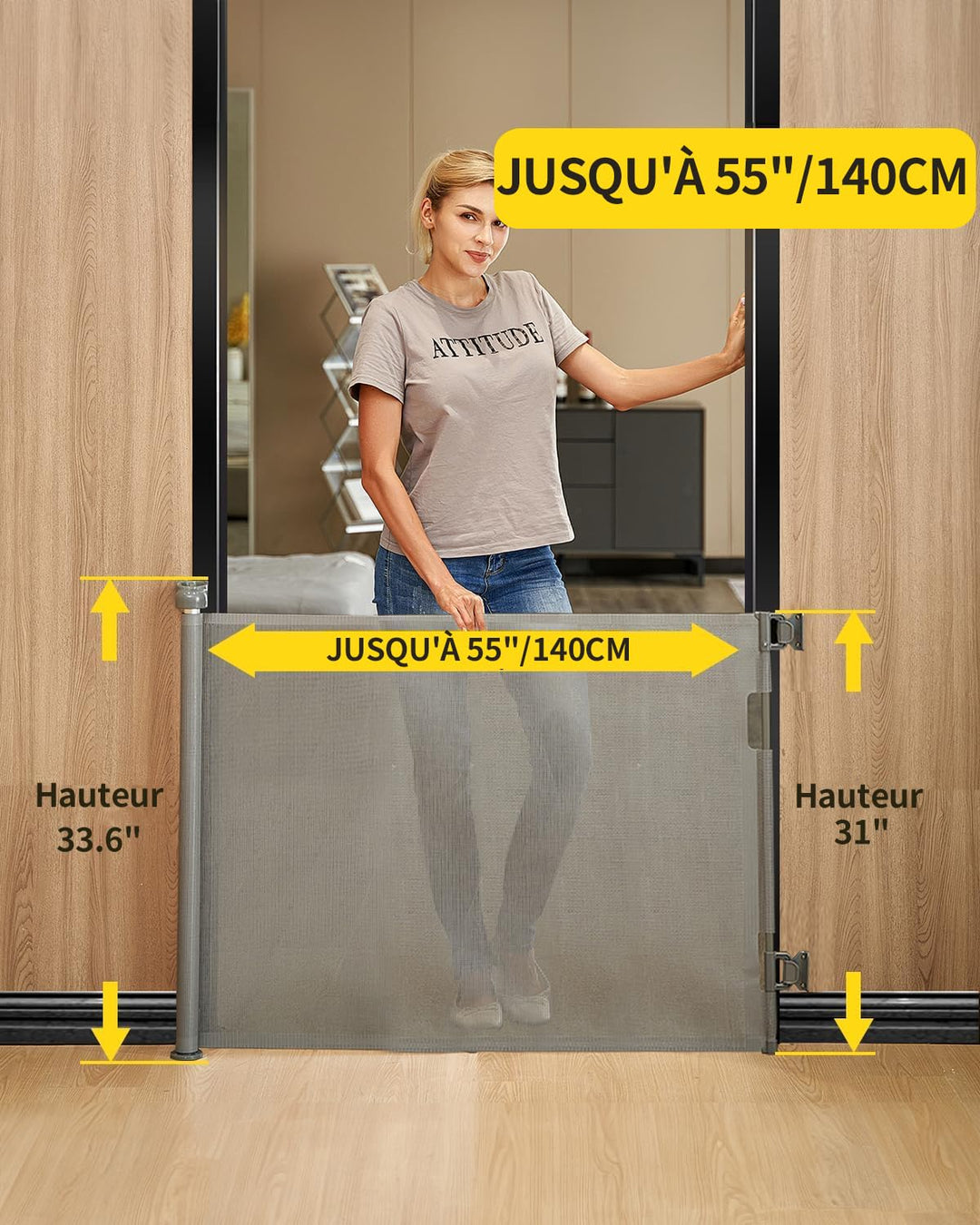 Treppenschutzgitter Ausziehbar 0-140cm,Türschutzgitter Ausziehbar mit Treppenschutz & Kindersicherun