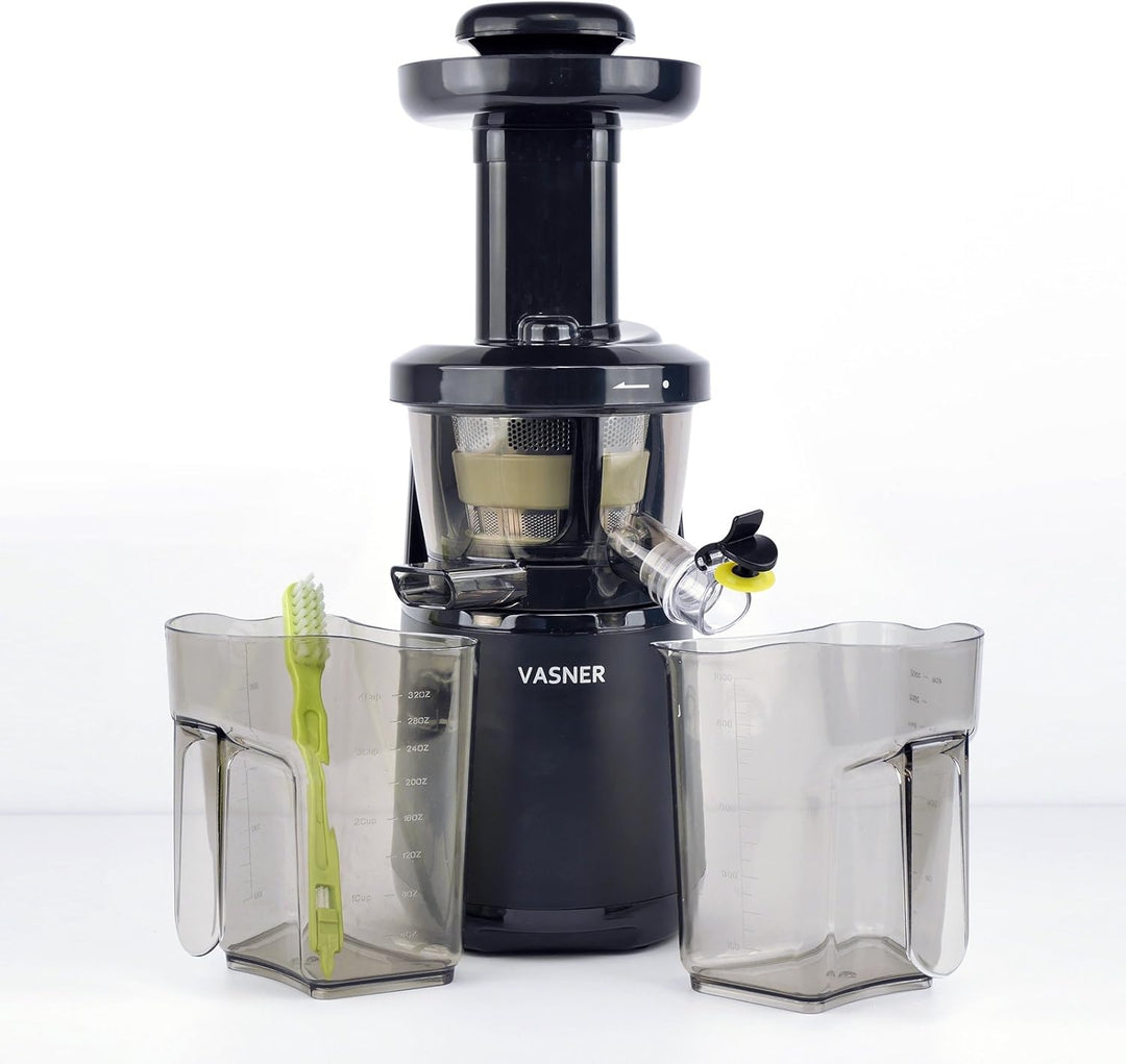 VASNER Entsafter schwarz für Obst und Gemüse Slow Juicer Saftpresse elektrisch für bessere Säfte ink