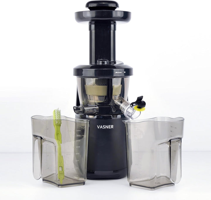 VASNER Entsafter schwarz für Obst und Gemüse Slow Juicer Saftpresse elektrisch für bessere Säfte ink