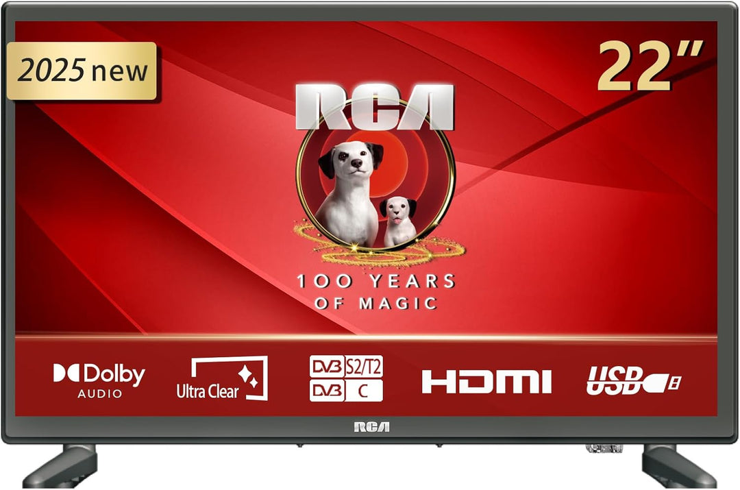 RCA E22-RH1C.T21 TV 22 Zoll(56cm) 230v/12v KFZ-Adapter Fernseher LED,Dolby Audio,Triple Tuner,VGA/HD