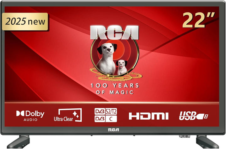 RCA E22-RH1C.T21 TV 22 Zoll(56cm) 230v/12v KFZ-Adapter Fernseher LED,Dolby Audio,Triple Tuner,VGA/HD