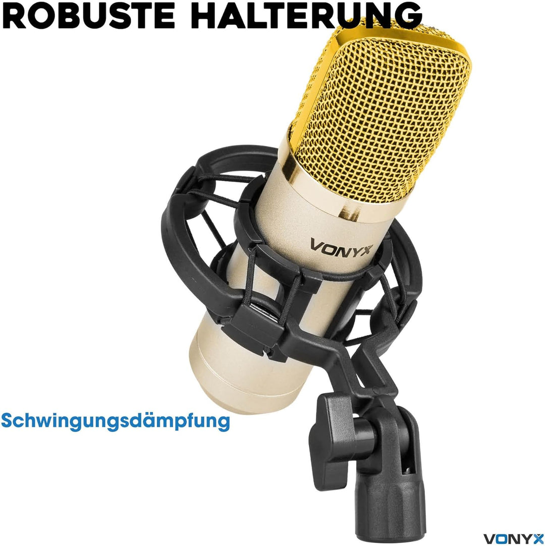 VONYX CM400C Studio Mikrofon - Gaming Mikrofon PC, Streaming Microphone, Mikrofon mit Stossdämpfer H
