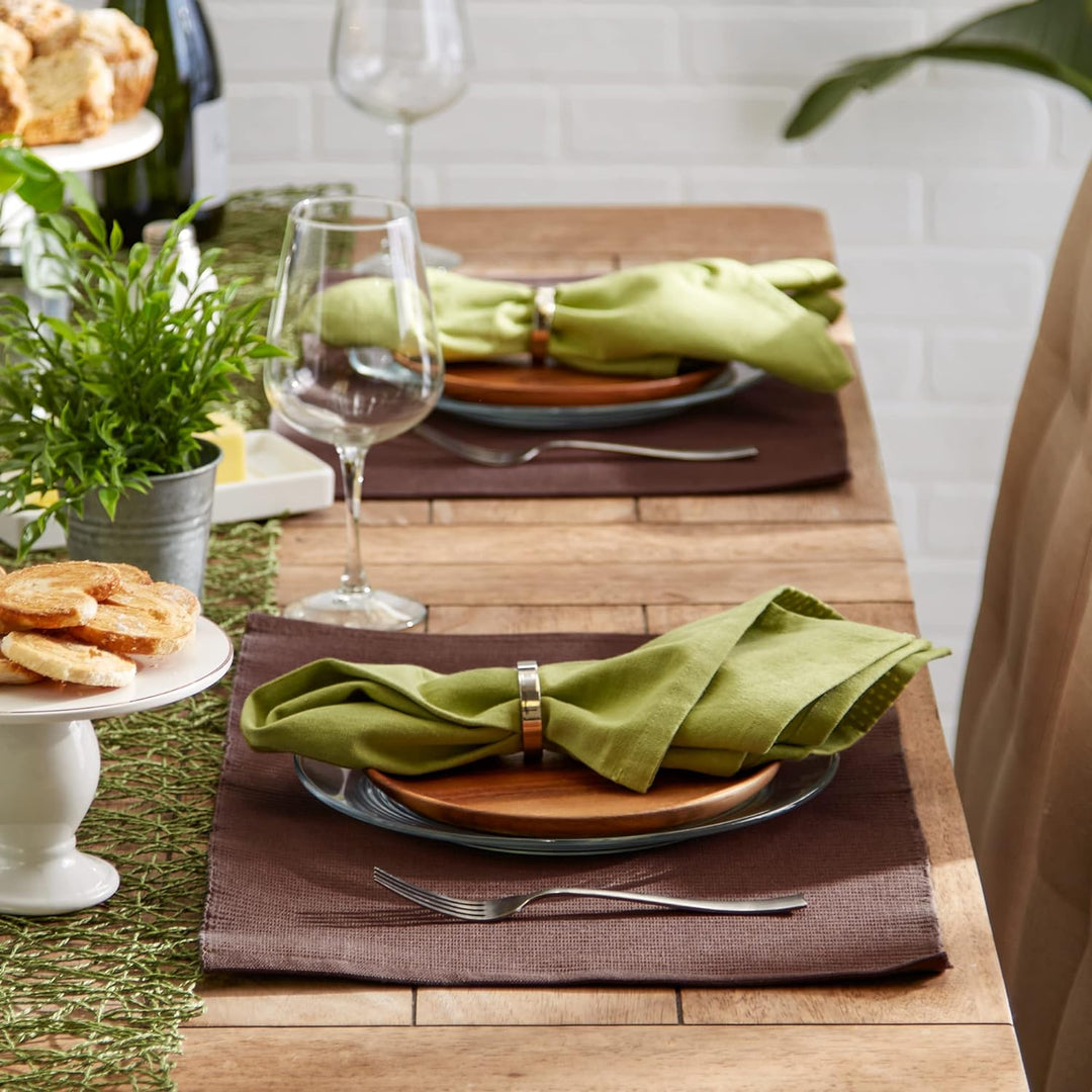 DII Basic Everyday Tischset aus 100% Baumwolle, gerippt, 33 x 48 cm, Dunkelbraun, 6 Stück, Dunkelbra