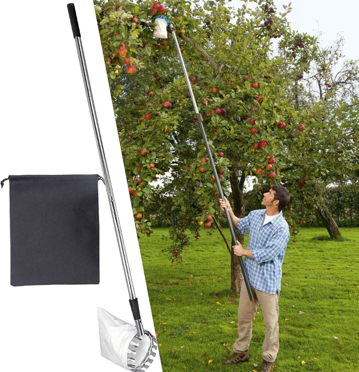 Teleskop Obstpflücker | Höhenverstellbarer Obstpflücker Mit Teleskopstiel,Edelstahl-Greifer Mit Vers