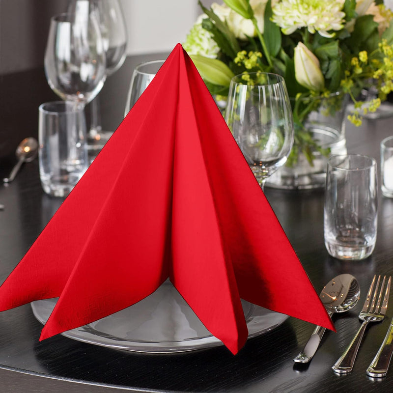 Tork 478854 Linstyle Premium Dinnerservietten Rot / Servietten stoffähnlich und saugfähig / 1-lagig