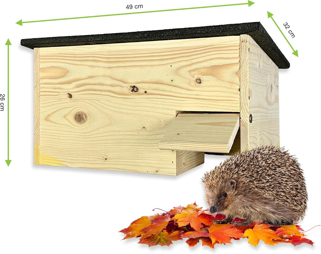 GARTENETAGE Igel-Starter-Set Igelhaus mit Rattenklappe inkl. Futterschale &amp; 5X Premium-Igelfutter –
