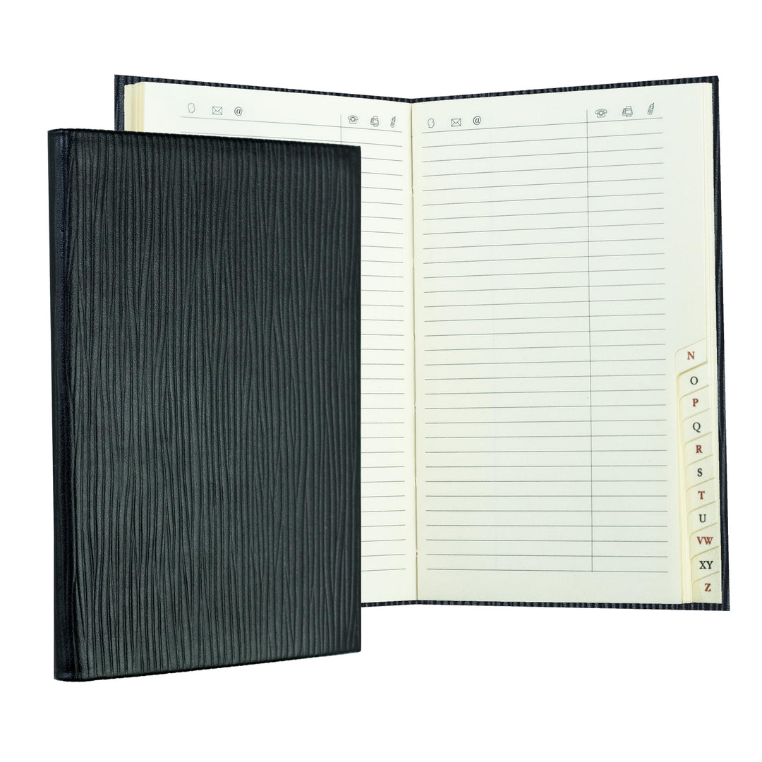 DELMON VARONE - Personalisierbares Adressbuch Pocket Format gebunden mit A-Z Register Pagila Leder s
