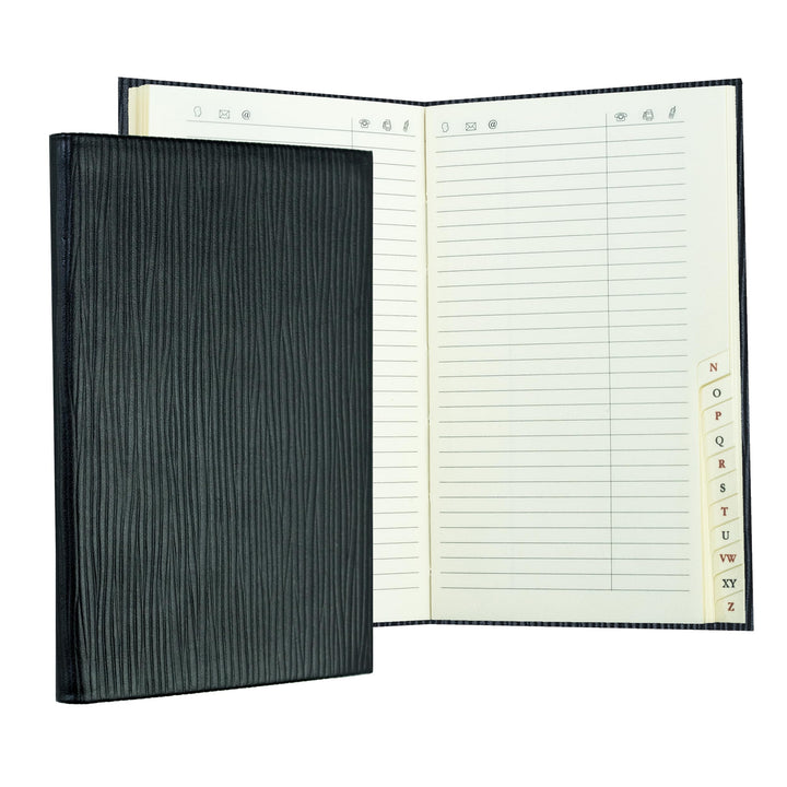DELMON VARONE - Personalisierbares Adressbuch Pocket Format gebunden mit A-Z Register Pagila Leder s