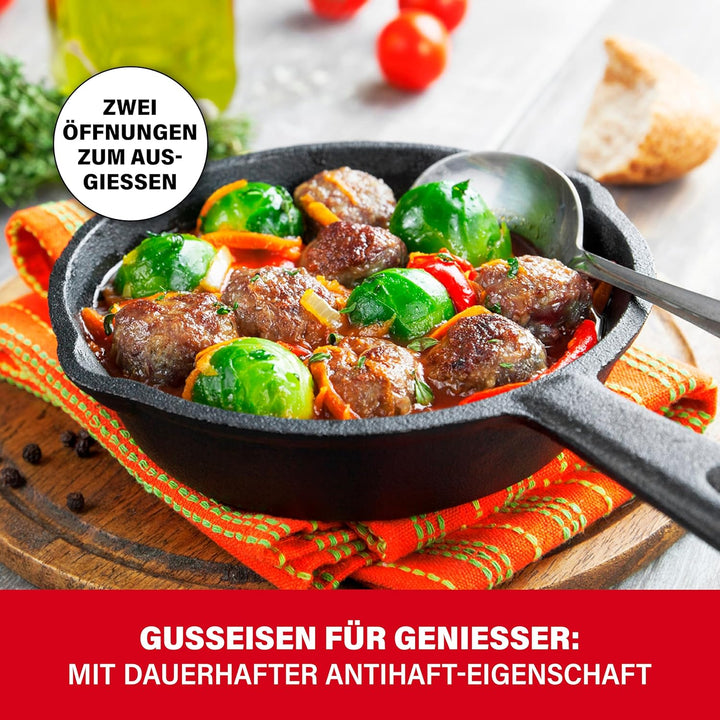 BBQBOSS Gusseisen Pfännchen [3er Set] Gusseisenpfanne – Grill Pfanne – Grillpfännchen – Ø14,5cm – je
