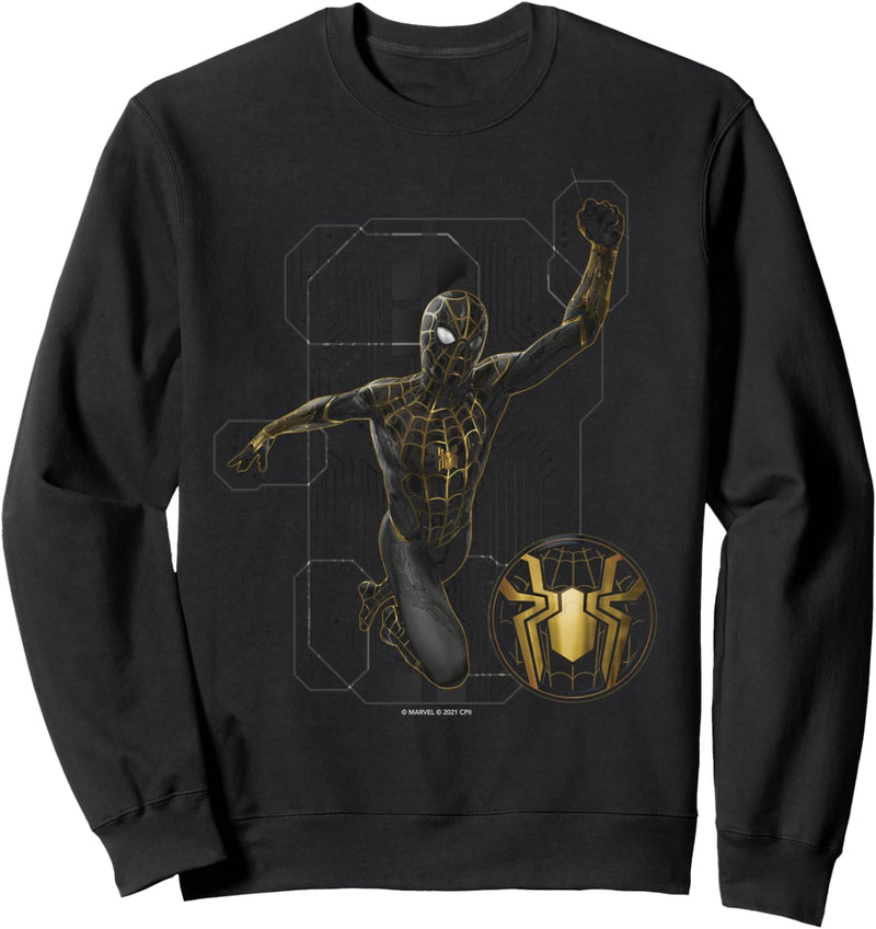 Marvel Spider-Man: No Way Home Black and Gold Suit in Action Sweatshirt