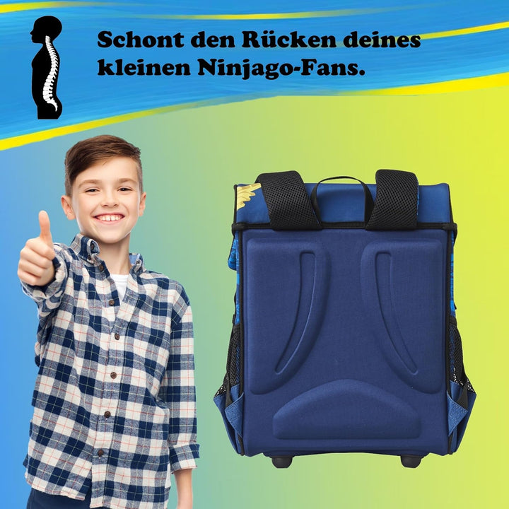 Familando - Schulranzen Set 10-teilig mit Schultüte - Ninjago Blau - Ergonomisch, stabil & mit gepol