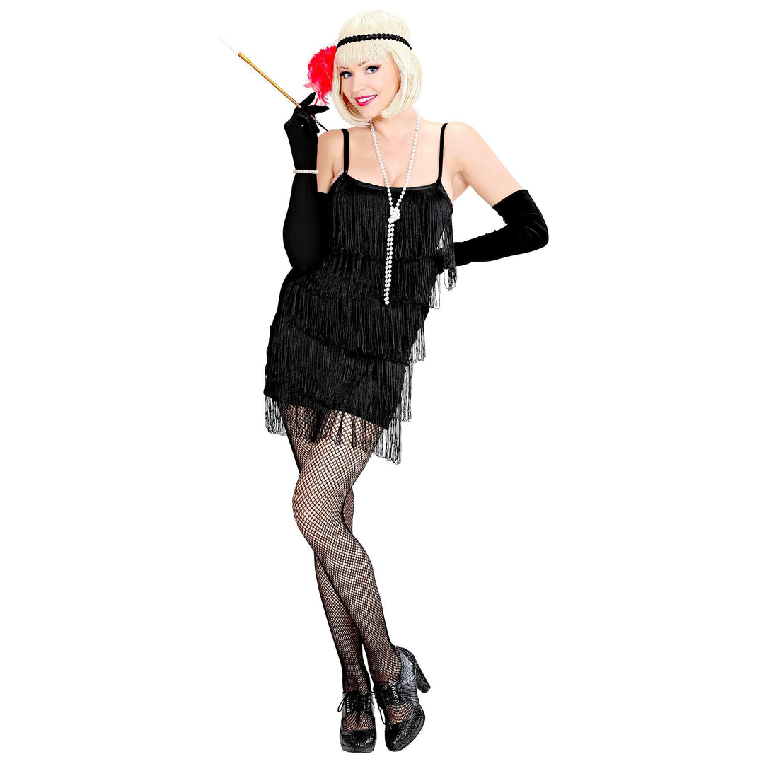 "FLAPPER" black - (dress, headband with feathers) - (M), M