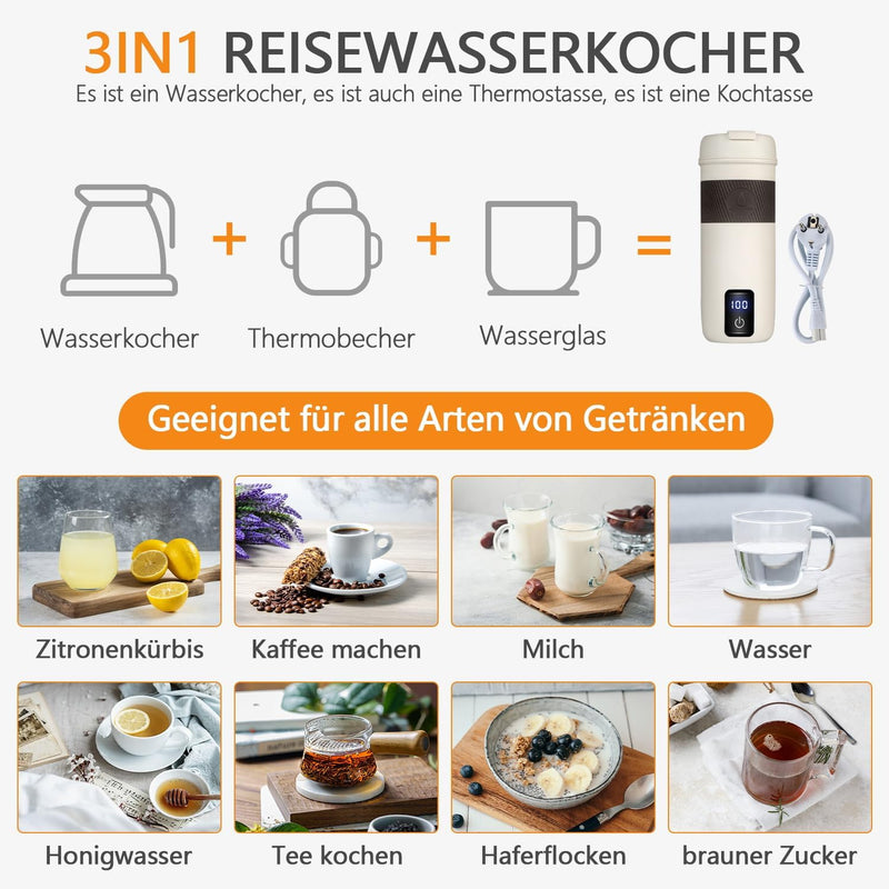 Reise Wasserkocher,Elektrische Wassertasse,220V 300W Reise Wasserkocher Klein,Tragbarer Elektrischer