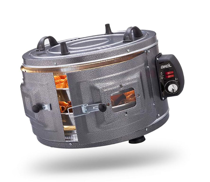 AKEL Elektro-Rundbackofen AF210 XL Mini-Backofen Pizzaofen tragbar, zweistufig