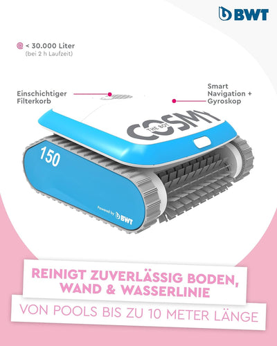 BWT Poolroboter Cosmy 150 | Besonders Leicht & Kompakt | Für Pools Mit Einer Länge Bis Zu 10 m | Zuv