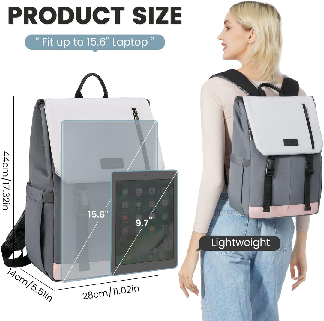 LOVEVOOK Rucksack Damen Elegant 15.6 Zoll Laptop Rucksack Wasserdicht Schultasche Mädchen Schulrucks