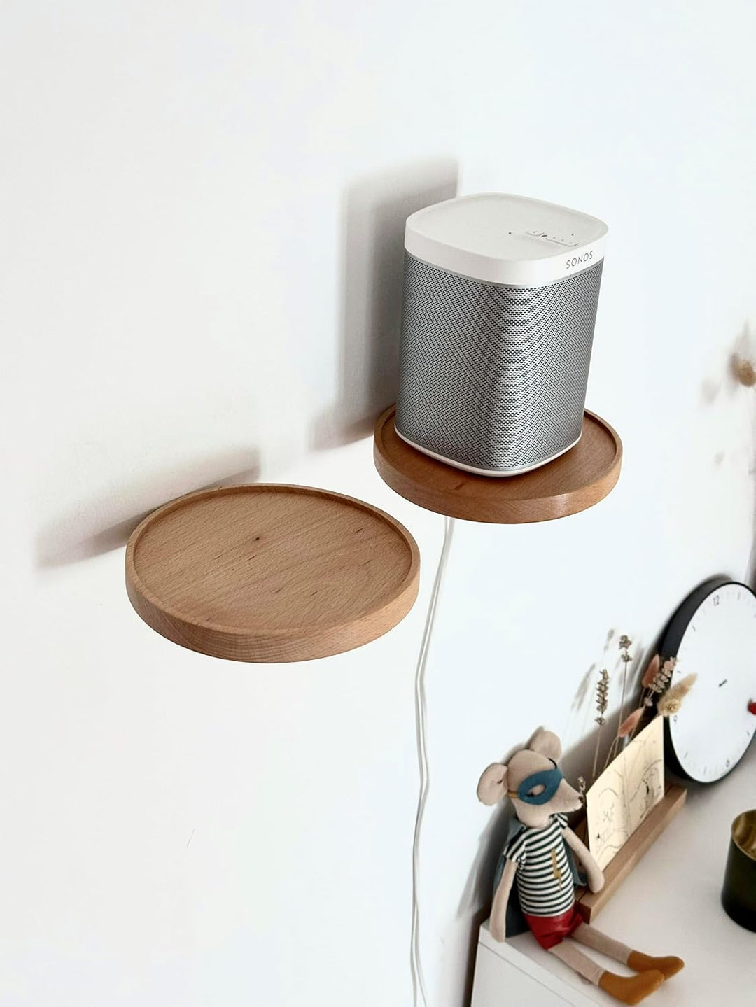 anaan Coracle Wandregal rund Schweberegal Holz Kleine Regale Wandablagen Deko Regal Pflanzenregal Ho