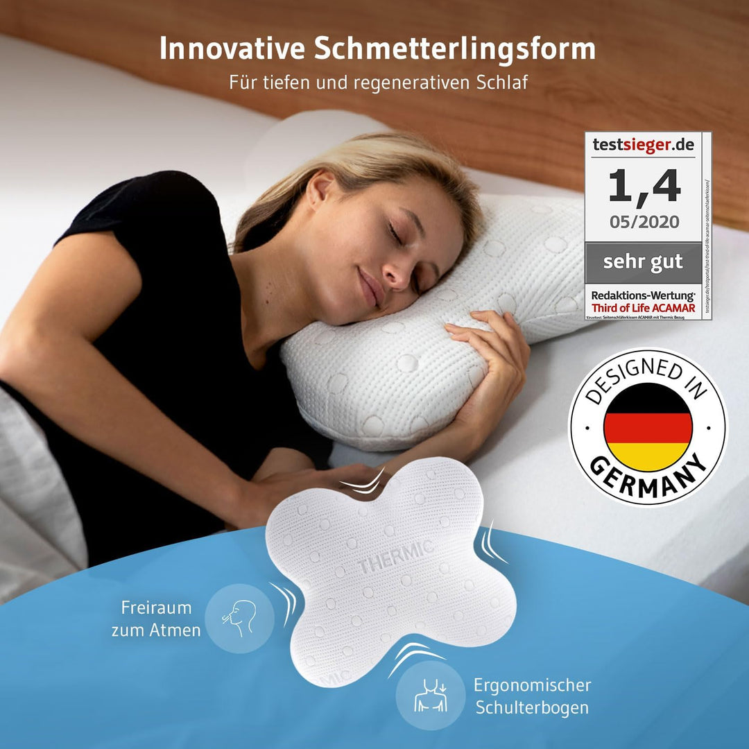 Seitenschläferkissen ACAMAR | Testsieger für Nackenkissen | Orthopädisches Kopf-Kissen gegen Nackens