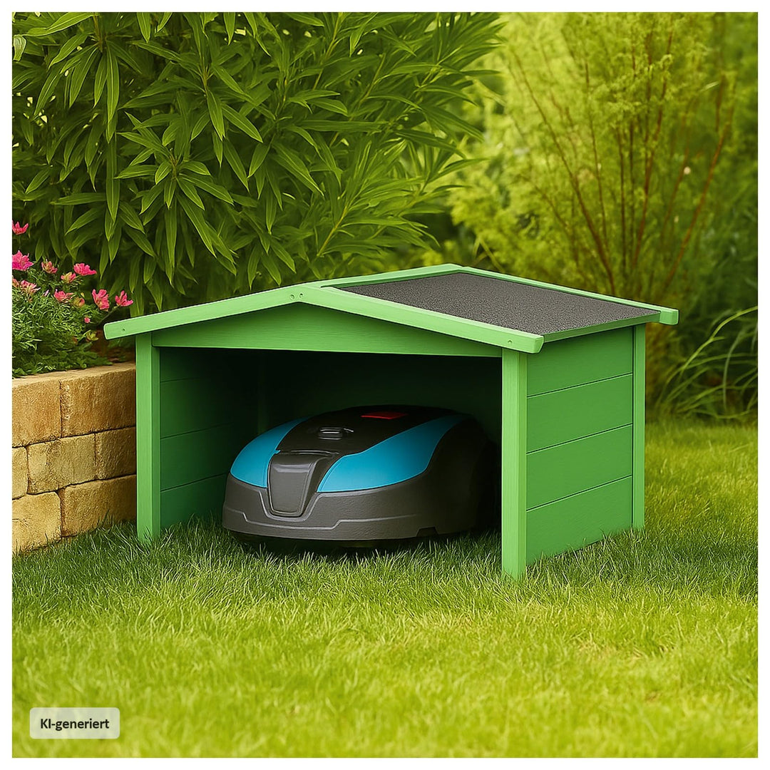 HTI living Garage für Mähroboter Robustes Holzhaus mit Wetterschutz Grün