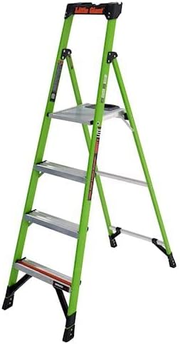 Little Giant MIGHTYLITE, 4 Steps Model - EN 131-150 kg Rated, Fiberglass Stepladder with Ground CUE