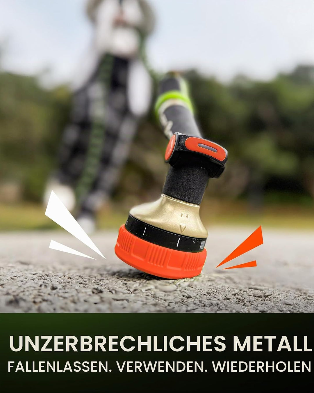 RAINPOINT 8-Funktionen Metall Gartenbrause, Einstellbarer Wasserdurchfluss Garten-Handbrause (Orange