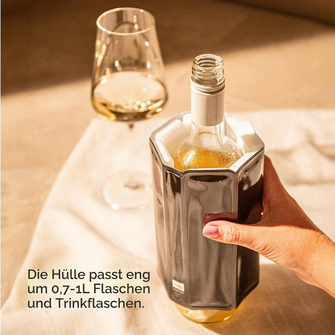 Vacu Vin Weinkühler, flexibel, wiederverwendbar, schwarz, für effiziente Kühlung von Standardflasche