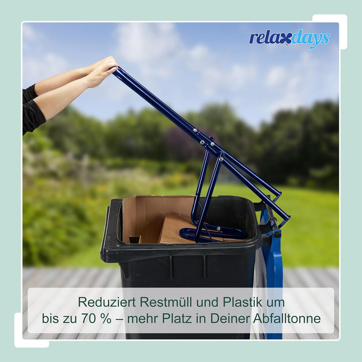 Relaxdays Müllpresse für die Mülltonne, Müllverdichter Hausmüll, Restmüll, Plastik, manuelle Hausmül