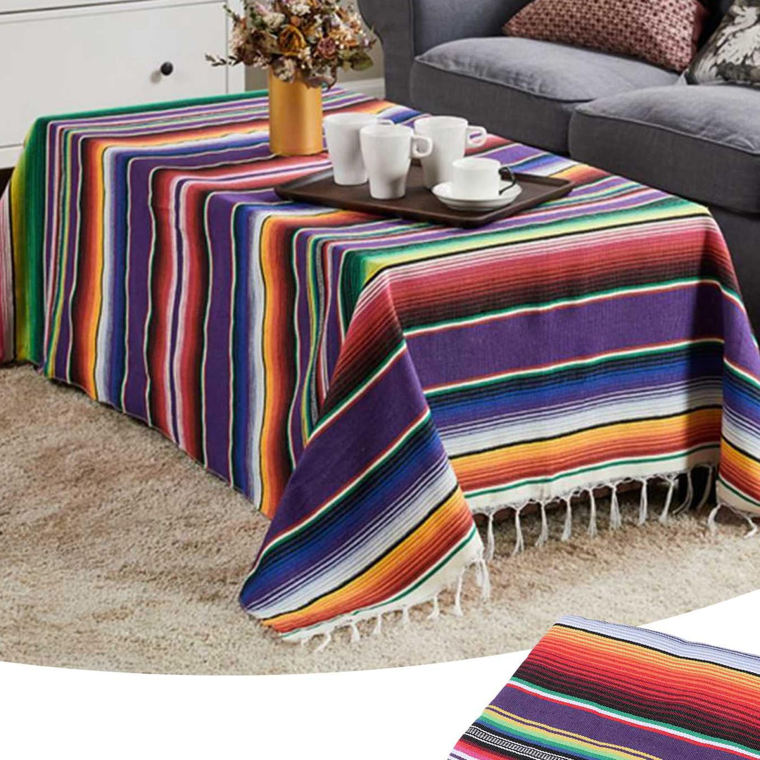 Liseng Mexikanische Decke Sarape Picknick Decke ÜBerwurf Tisch Decke Heiss Stange für Yoga, 150X215C