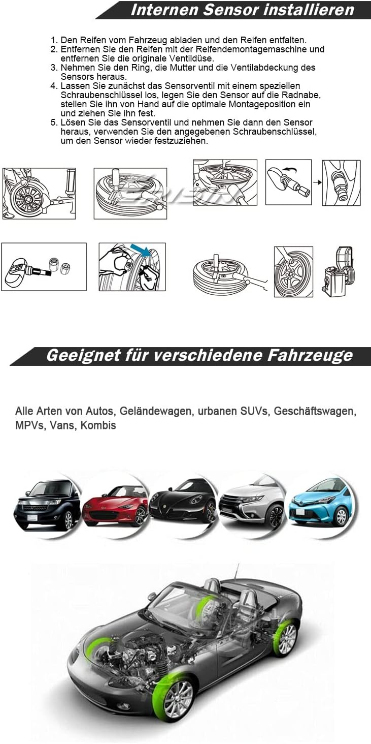 erisin Universal USB Reifendrucksensor Reifendruckkontrollsystem USB TPMS Modul Reifendruckprüfer mi