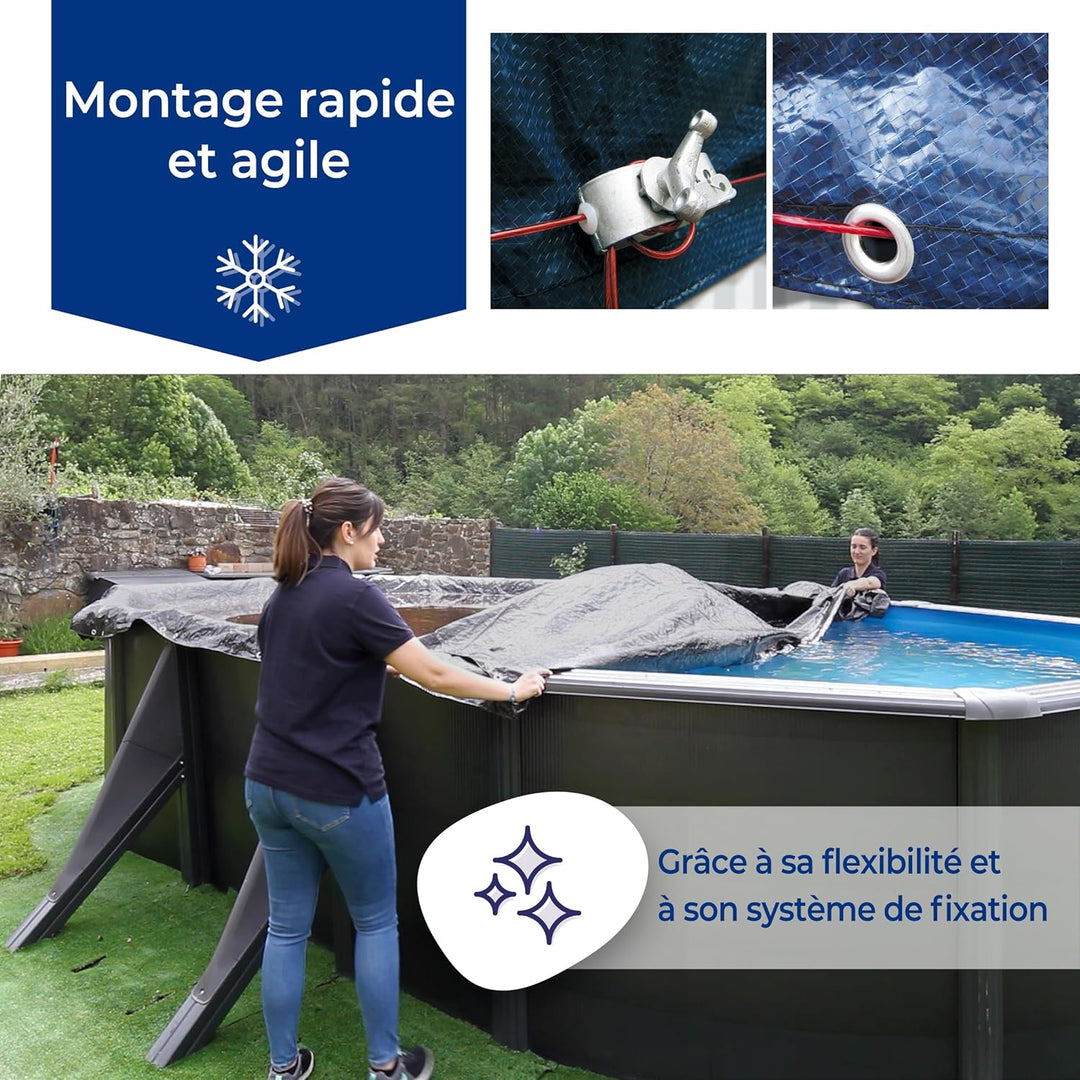 Gre CIPR351P – Extra Abdeckung für runde Pools, Durchmesser 350 cm, 180 g/m², Schwarz, 350 cm