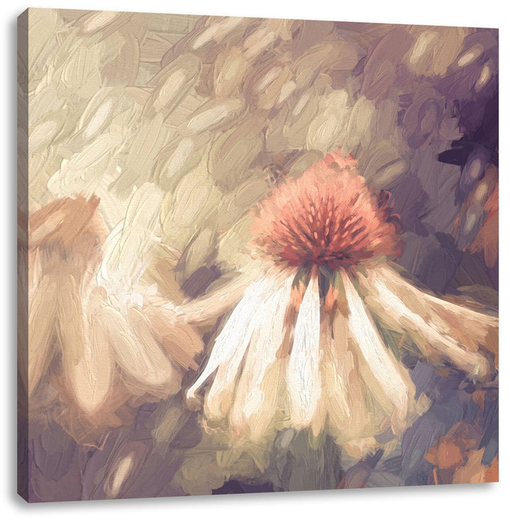 Pixxprint Blumen im Regen Pinsel Effekt, Format: 70x70 auf Leinwand, 70x70