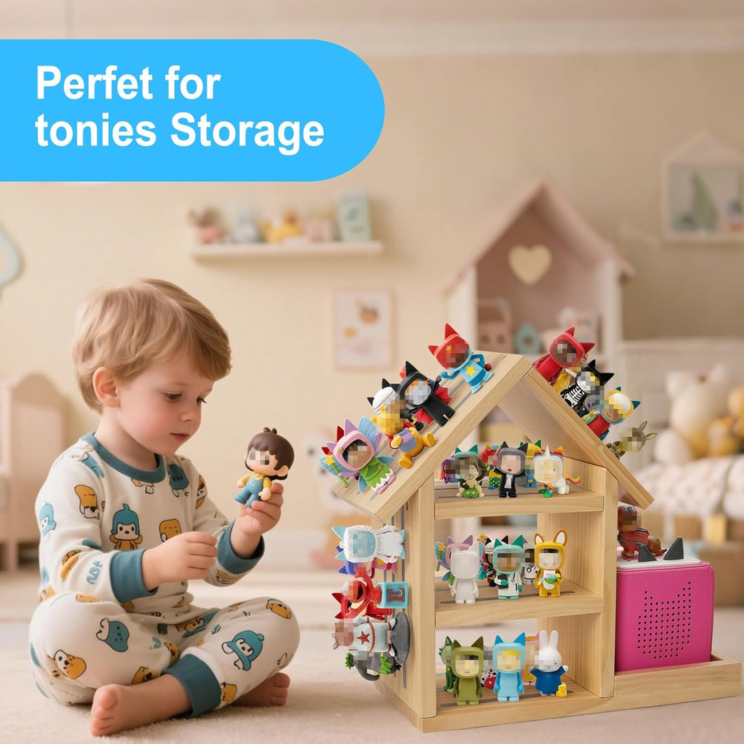 Gieanoo Haus-Form Tonies Regal, Geeignet für TonieBox 2/1 Grosse Tonie Magnetisches Regal Kiefer Hol