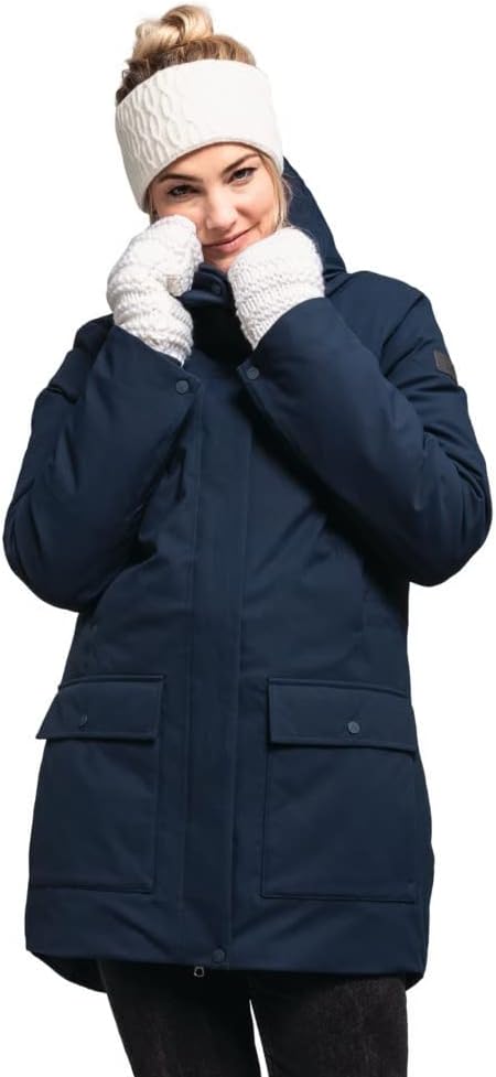 Schöffel Damen Ins. Parka Rotterdam L, wind- und wasserdichter Damen Parka mit verstellbarer Taille,