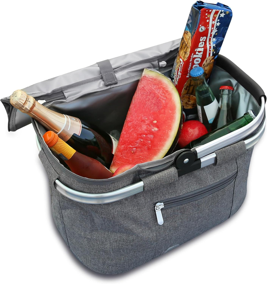 your GEAR Kühlkorb Scivu - isolierter Einkaufskorb - 29 Liter Picknickkorb - Kühltasche mit Tragegri