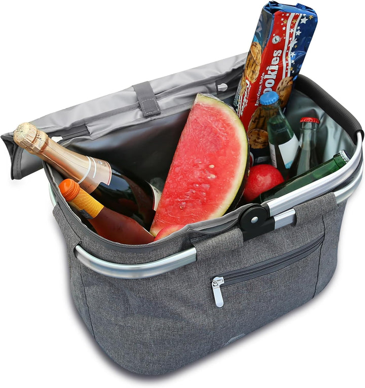 your GEAR Kühlkorb Scivu - isolierter Einkaufskorb - 29 Liter Picknickkorb - Kühltasche mit Tragegri