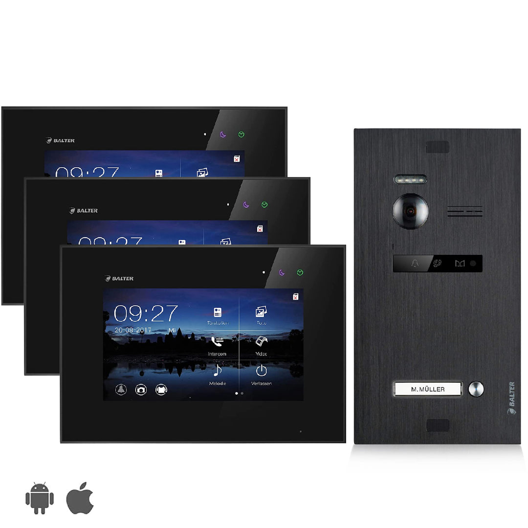 Balter EVO Video Türsprechanlage ✓ Touchscreen 7 Zoll Monitor Schwarz ✓ 2-Draht Bus ✓ Schwarze Türst