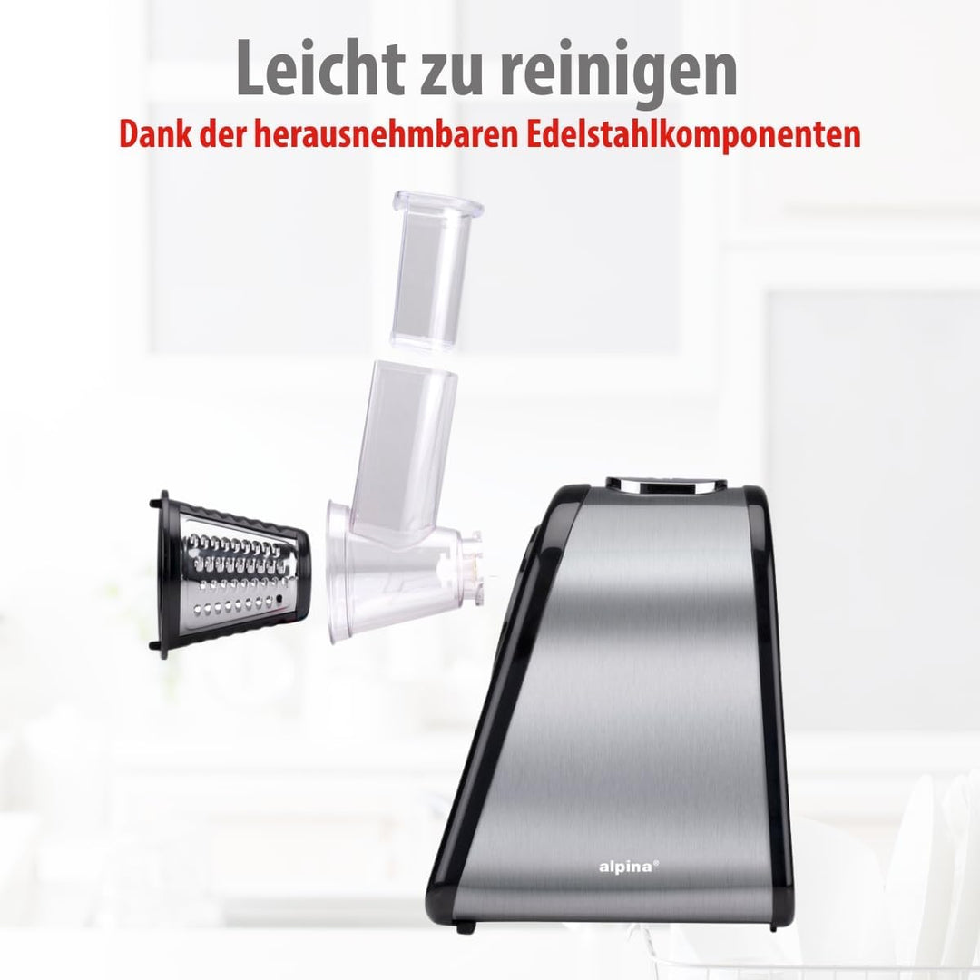 alpina 4-in-1 Gemüseschneider Elektrisch - Multifunktional Zerkleinerer - Küchenreibe - Gemüsereibe