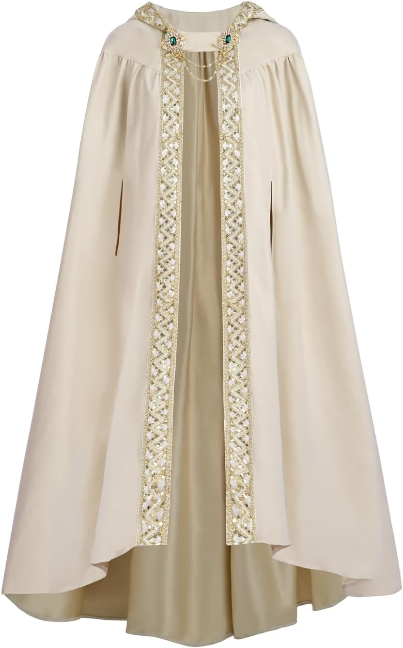 Fiamll Mittelalter Umhang Damen Kapuze Mantel mit Manschette Einfarbige Trenchcoat Renaissance Vampi