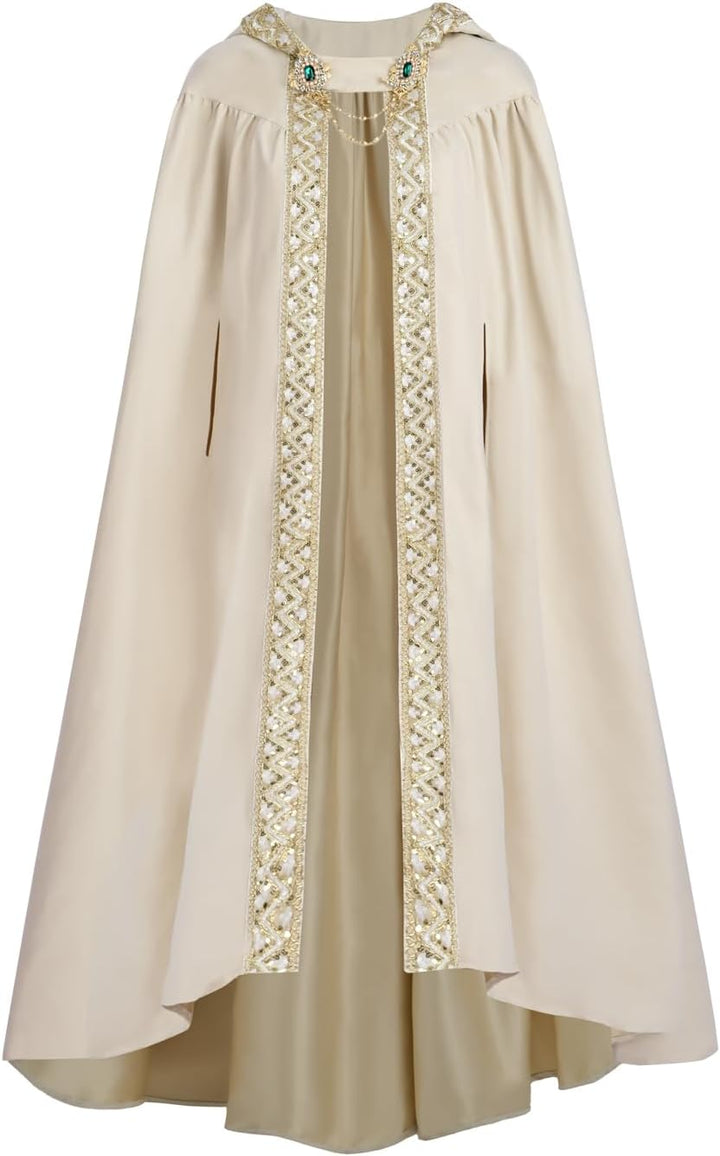 Fiamll Mittelalter Umhang Damen Kapuze Mantel mit Manschette Einfarbige Trenchcoat Renaissance Vampi