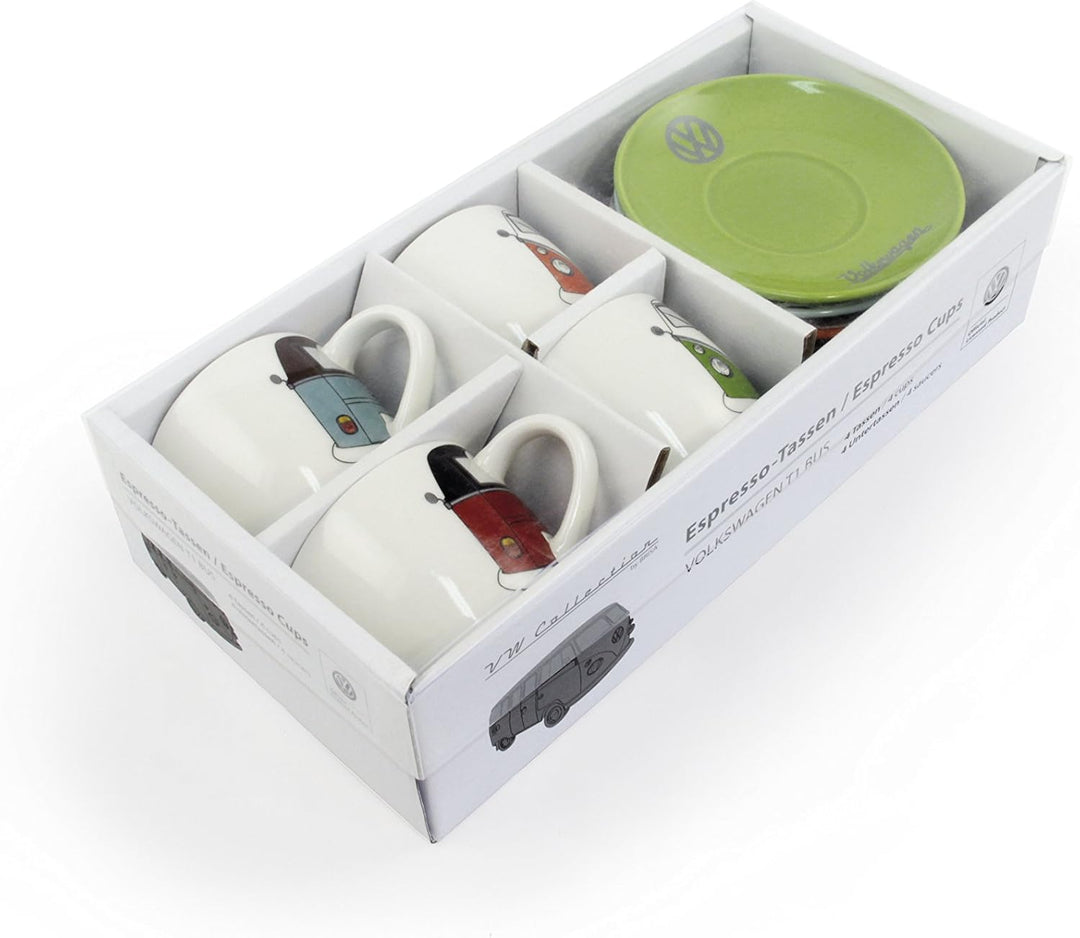 BRISA VW Collection - Volkswagen Keramik Espresso-Tassen-Kaffee-Tee-Cappuccino-Set im T1 Bulli Bus D
