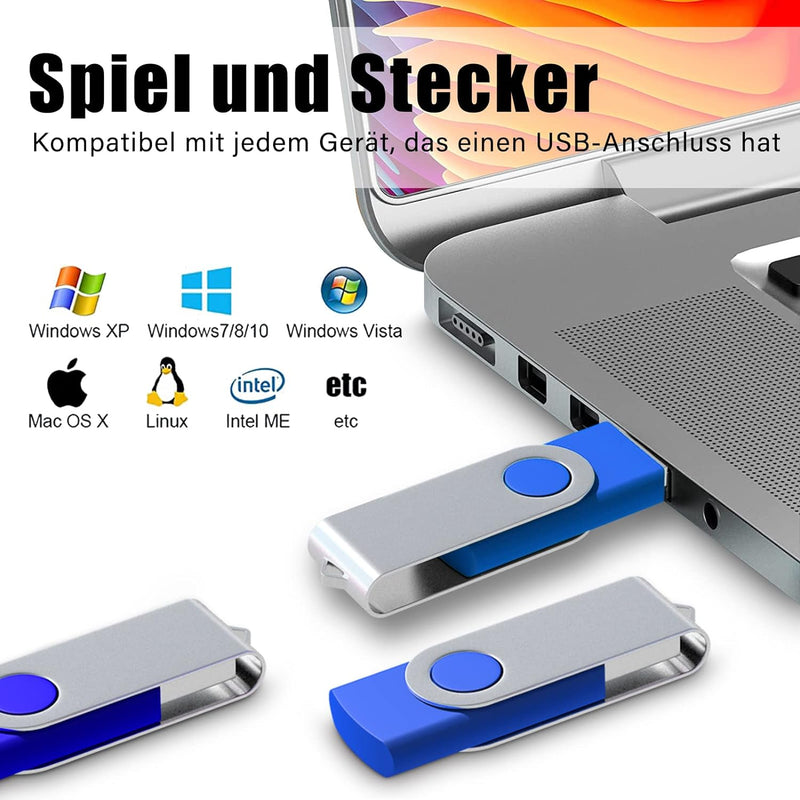 Einklappbarer 4GB USB 2.0 Transmemory Memory Stick, 10 stück Blau 4GB Blau, 4GB Blau