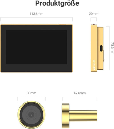 EZVIZ Video Türklingel mit Kamera, 2MP Türspion WLAN mit 4,3-Zoll-Farbbildschirm, 146° Weitwinkel un