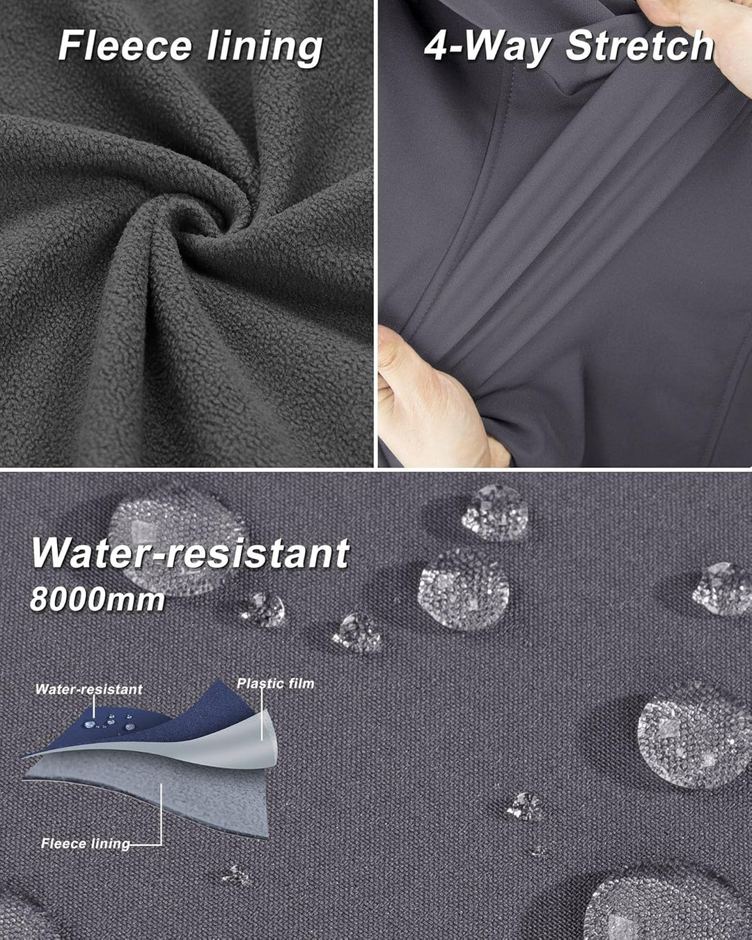 33,000ft Damen Softshell Westen mit Abnehmbarer Kapuze Fleece Gefütterter Ärmelloser Jacke Wasserdic