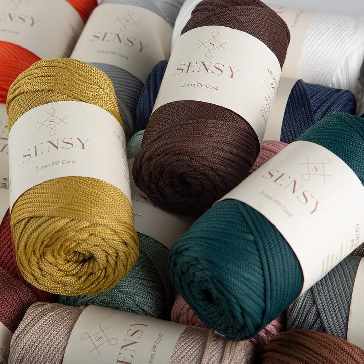 Sensy Premium 3 mm 120 Meter Polyester-Seil, 100% Polypropylen-Kordel, Makramee-Kordel, 3 mm Häkelta