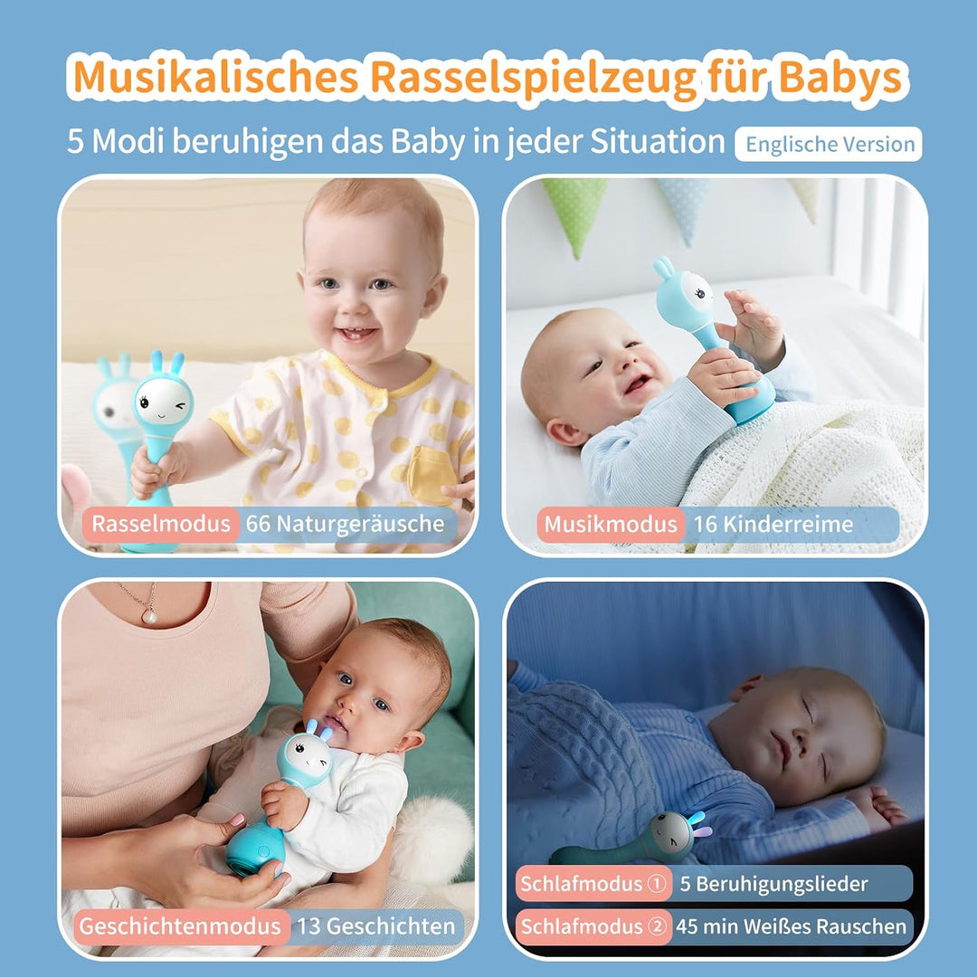 alilo Smarty Bunny Baby Rasseln, Montessori Spielzeug ab 0 3 6 12 18 24 Monate, Musikalisches Babysp